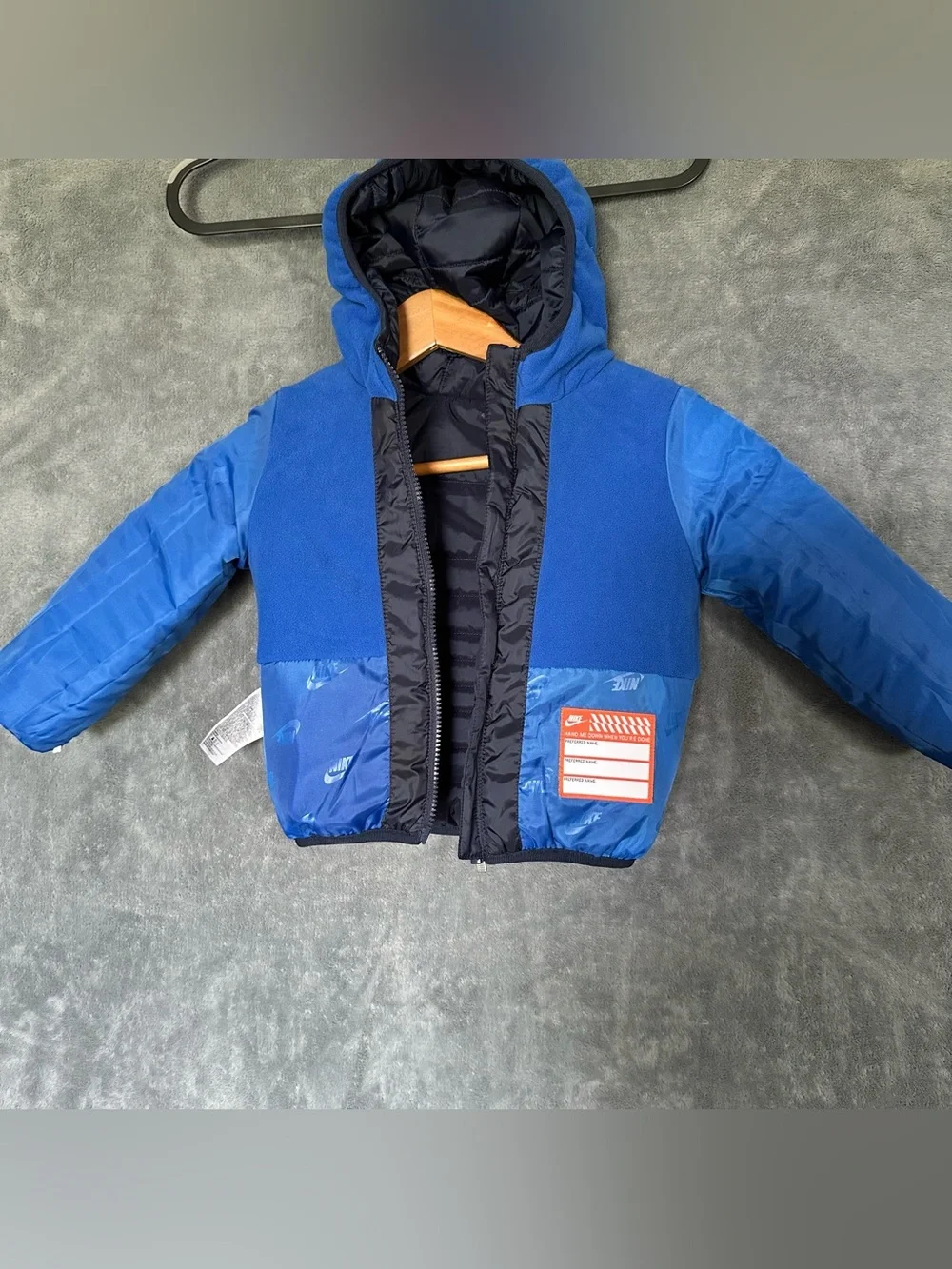 Nike Just Do It Puffer Coat Jacket Navy Blue 2T Toddler Boy Girl Kids Winter